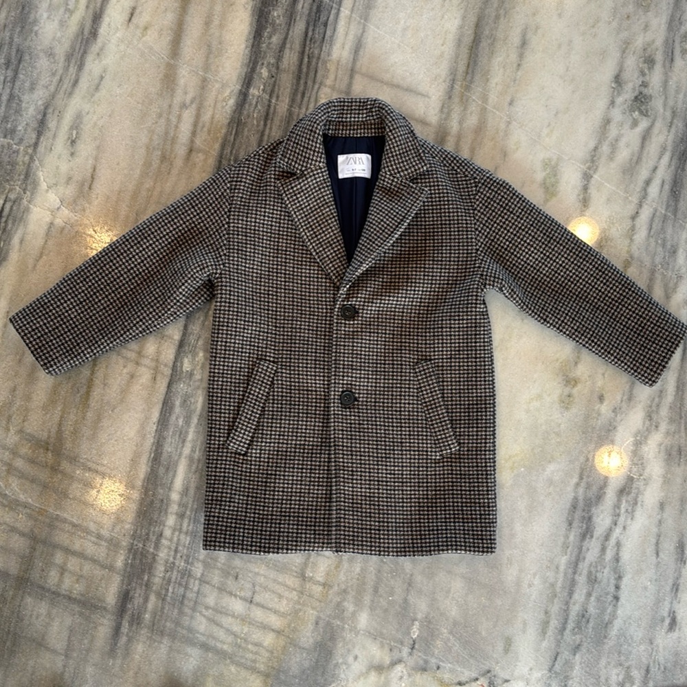 Boys Zara wool blend pea coat size 6-7